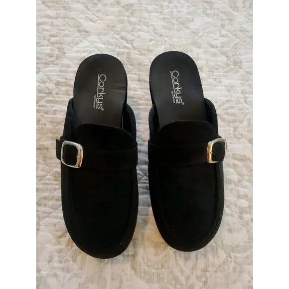 Corky's Black Size 9 Just Precious Slip On Wedge 2.5" Memory Foam Insoles EUC - Picture 2 of 9